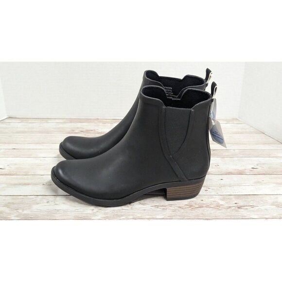 Lucky Brand Bunita Womens Size 8M Black Side Zip Round Toe Block Heel Rain Boots - Picture 4 of 11